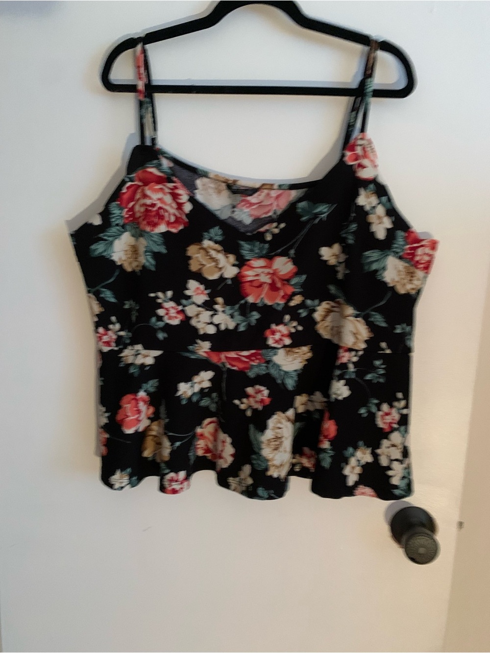 Shein Curve , Women's pink & black Floral Peplum Cami dressed 2X